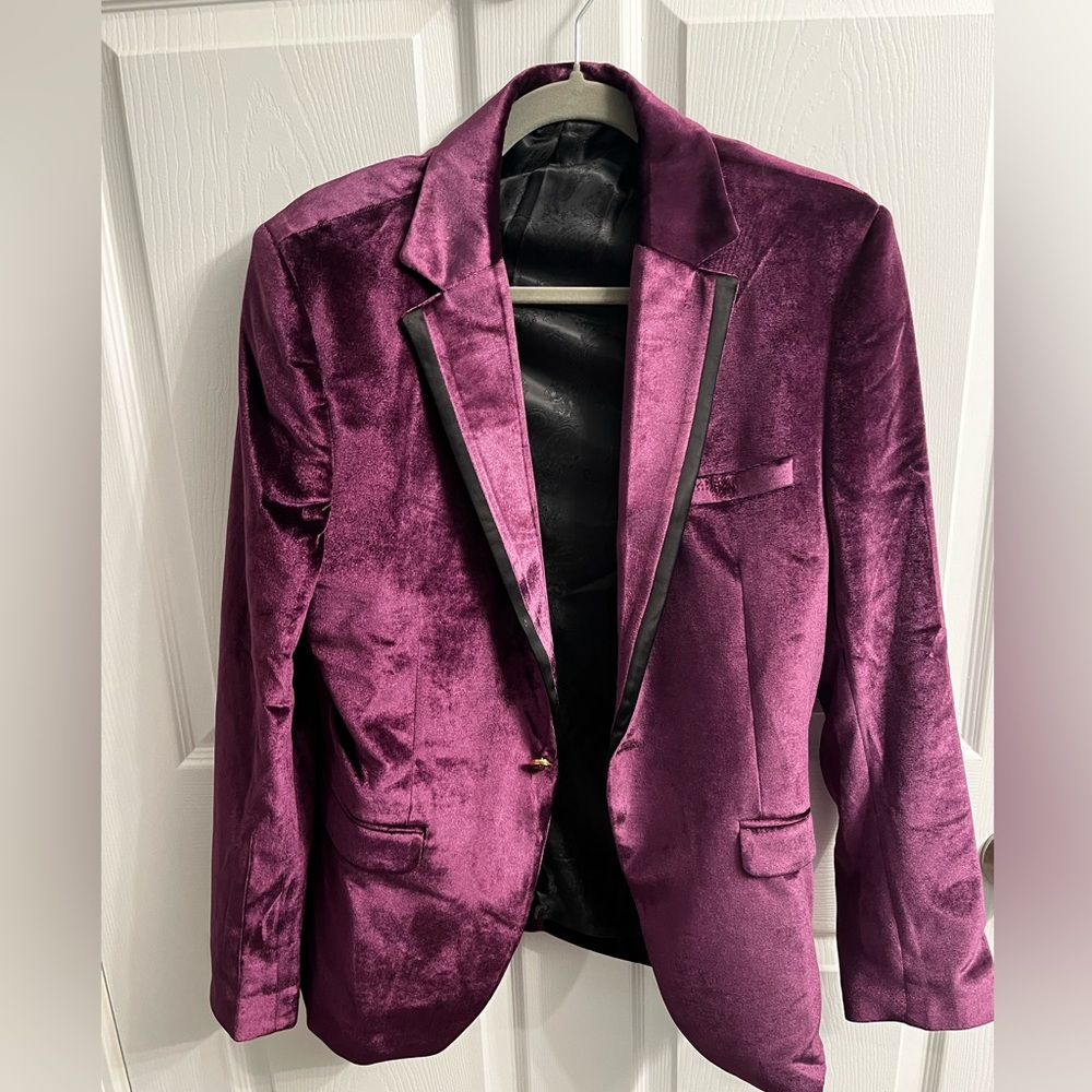 Festive purple velvet blazer